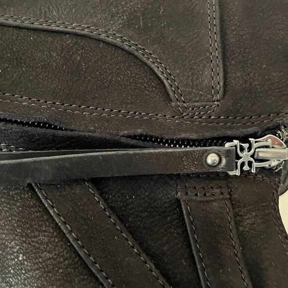 Sam‎ Edelman Morgan Black Nubuck Leather Ankle Boots Stacked Block Heel Size 11 - Picture 8 of 10